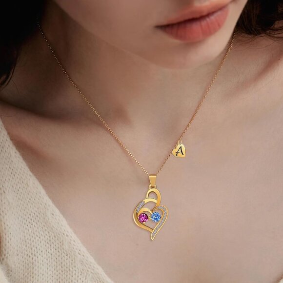 Vibrant Gold Plated Heart Initial Necklace for Women - Adjustable 15.7''+2.36'' - Picture 4 of 8